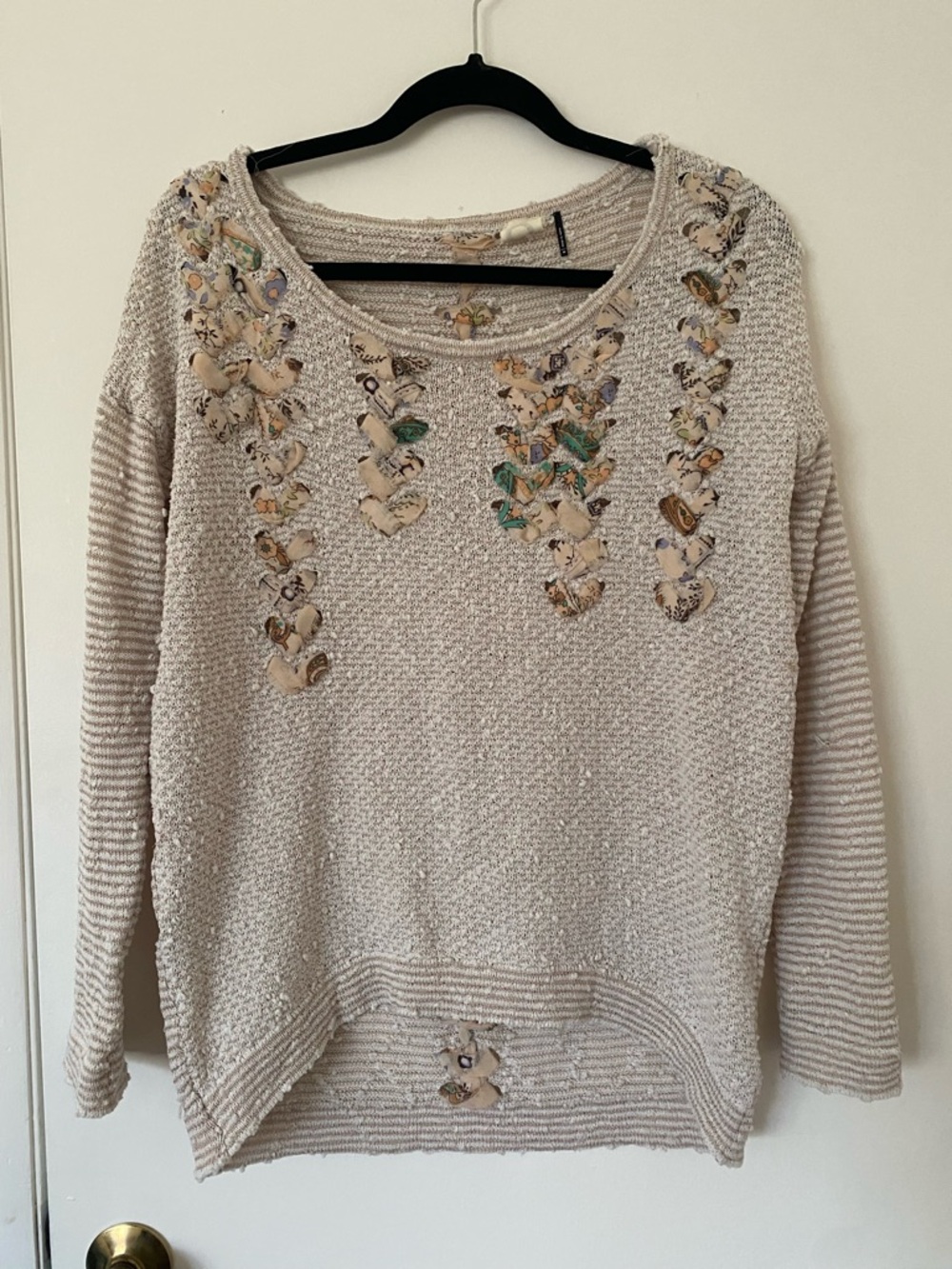 Women's Cream Embellished Knit Sweater